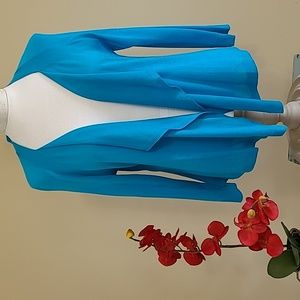 NEW Sweater Shrug Draping Open Front Jacket Turquoise Blu Worthington Petite PXL